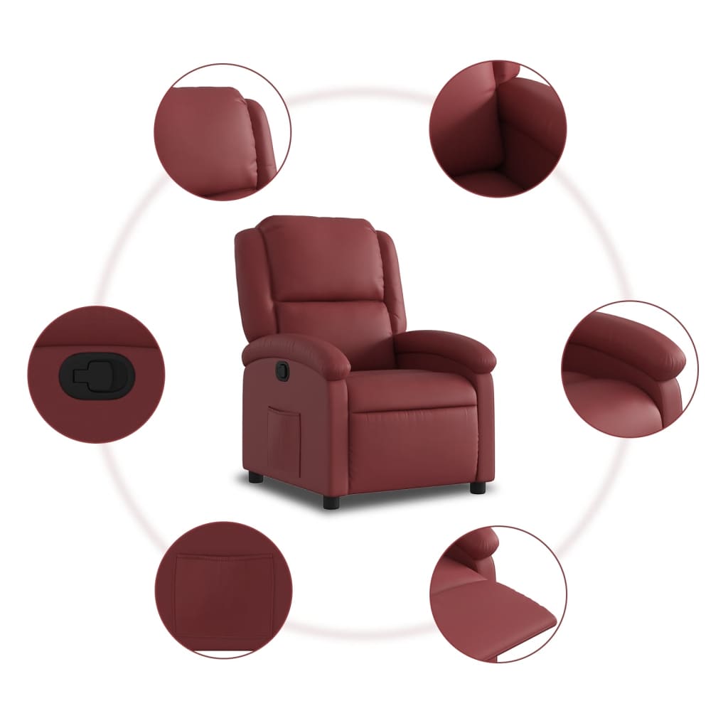 Fauteuil verstelbaar kunstleer wijnrood is nu te koop bij PeponiXL, paradijselijk wonen!