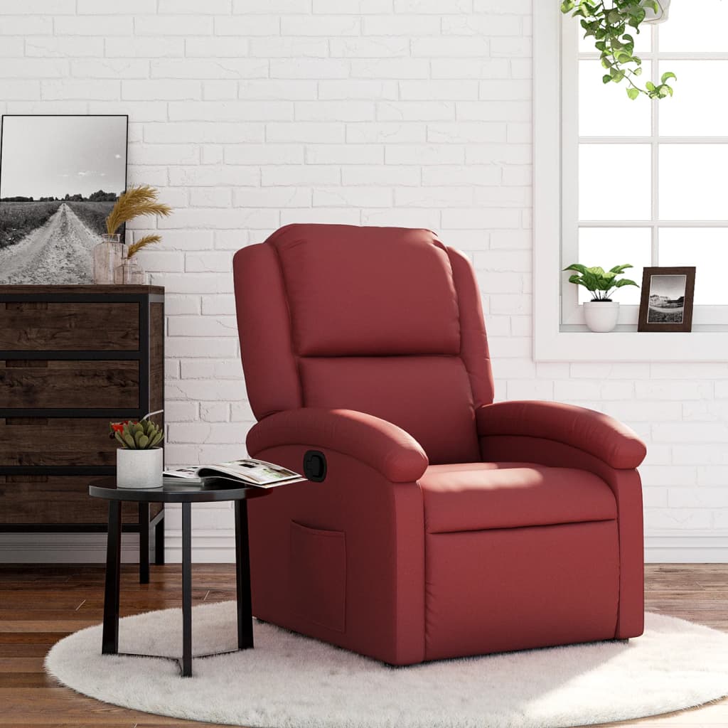 Fauteuil verstelbaar kunstleer wijnrood is nu te koop bij PeponiXL, paradijselijk wonen!
