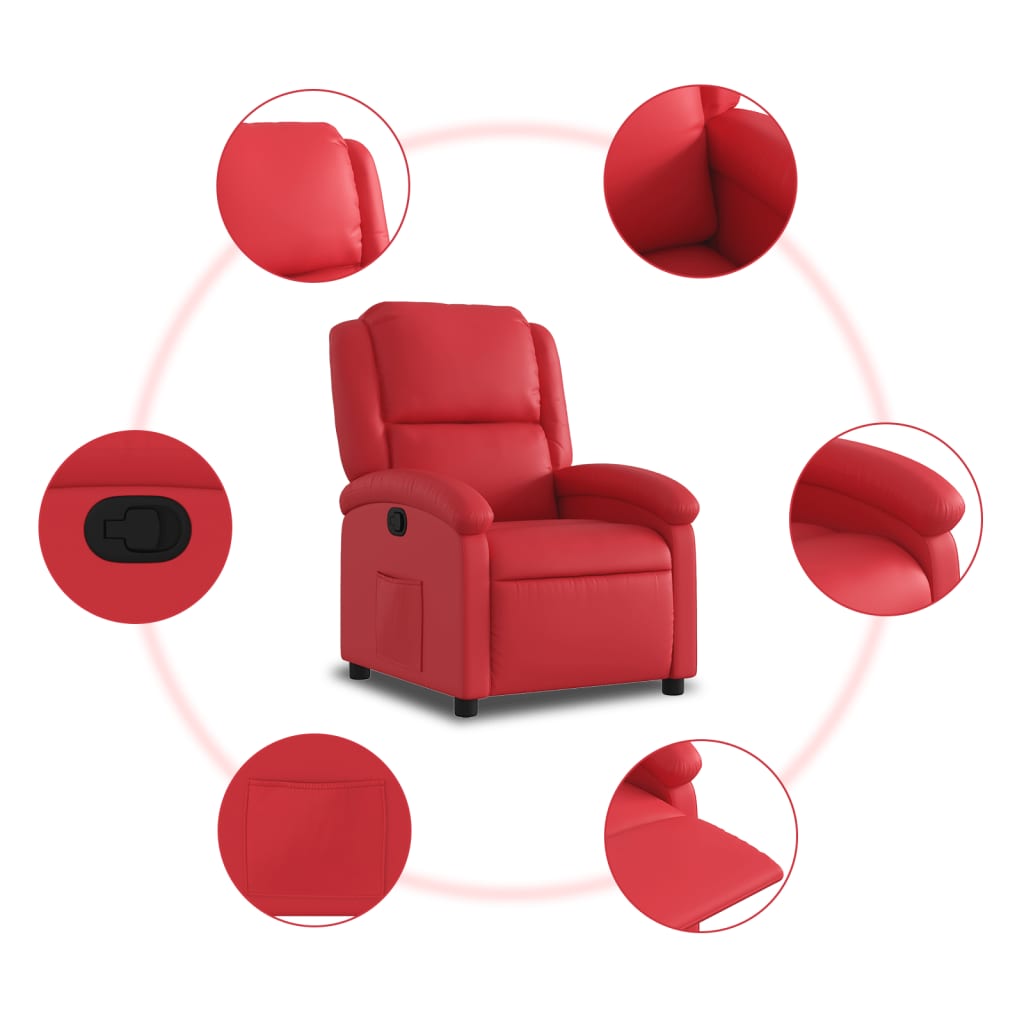 Fauteuil verstelbaar kunstleer rood is nu te koop bij PeponiXL, paradijselijk wonen!