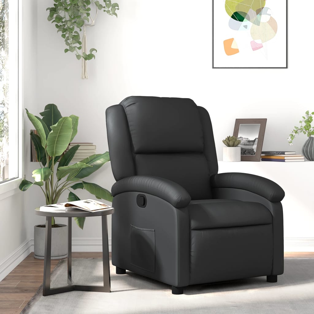 Fauteuil echt leer zwart is nu te koop bij PeponiXL, paradijselijk wonen!