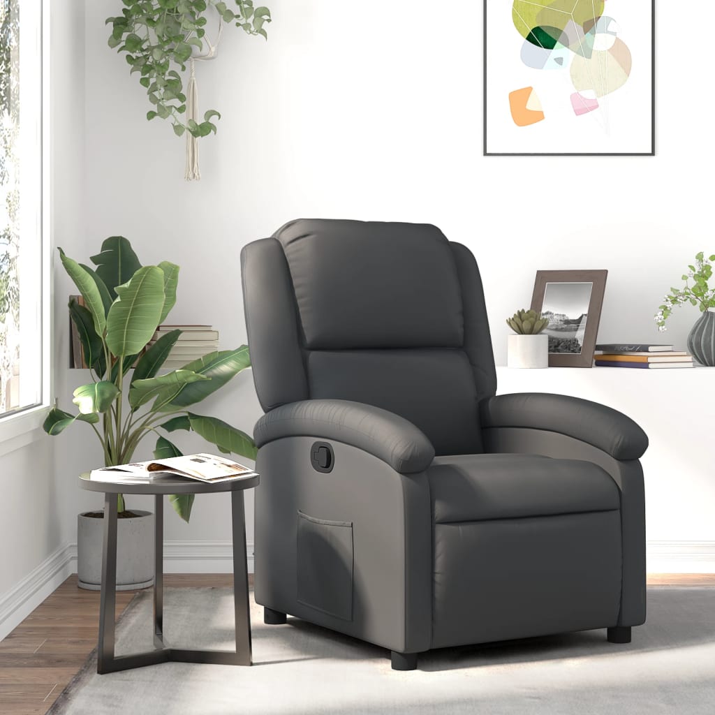 Fauteuil echt leer grijs is nu te koop bij PeponiXL, paradijselijk wonen!