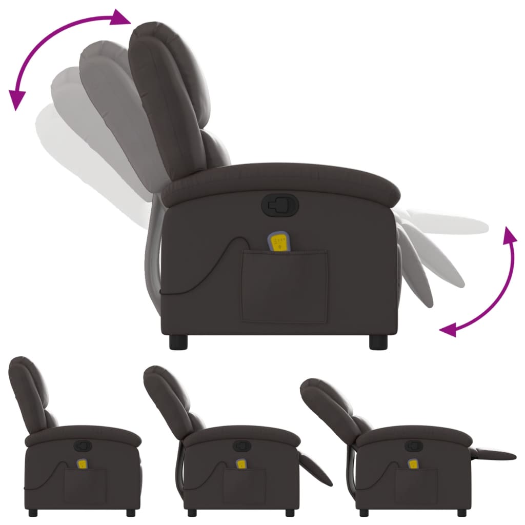 Massagestoel verstelbaar echt leer donkerbruin is nu te koop bij PeponiXL, paradijselijk wonen!