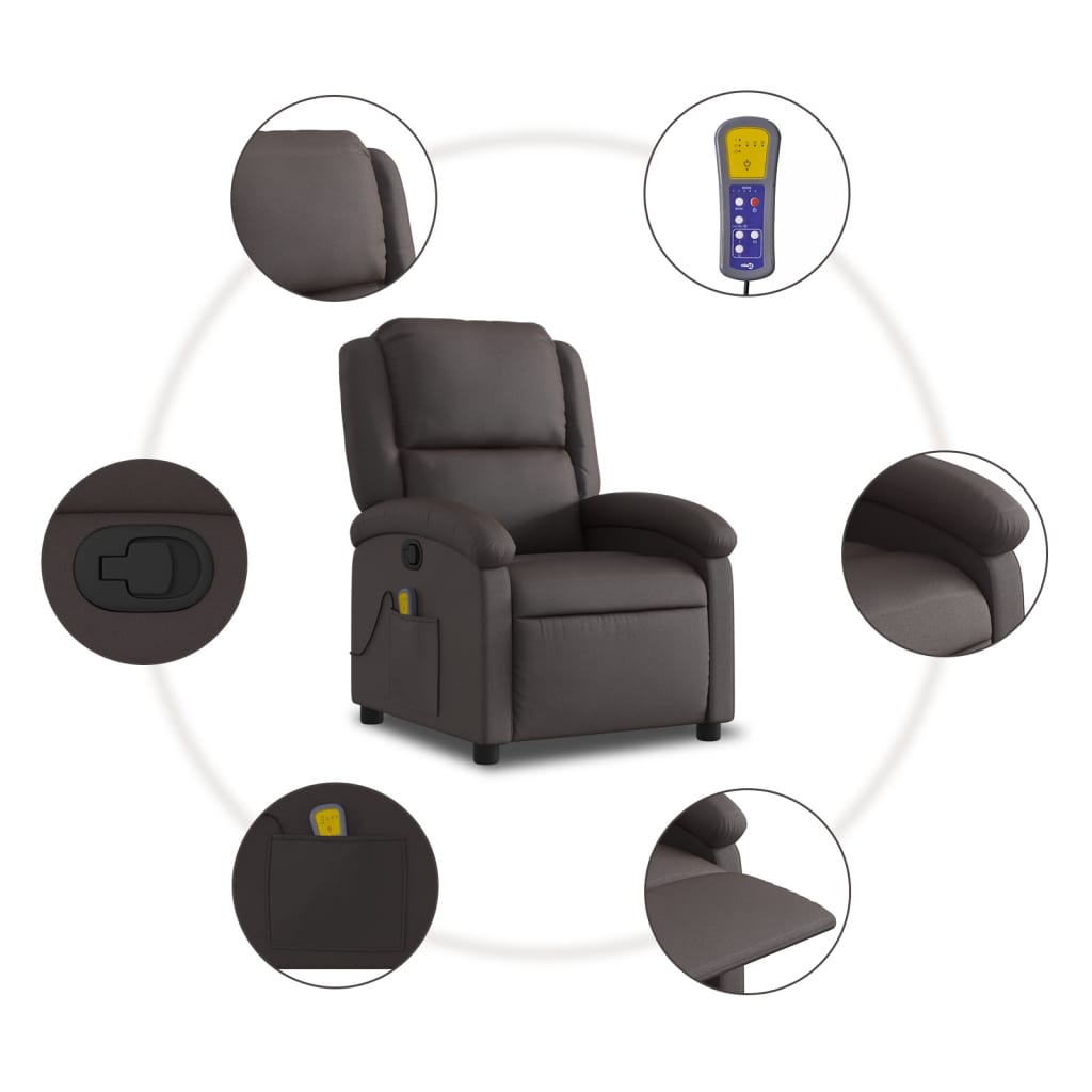 Massagestoel verstelbaar echt leer donkerbruin is nu te koop bij PeponiXL, paradijselijk wonen!