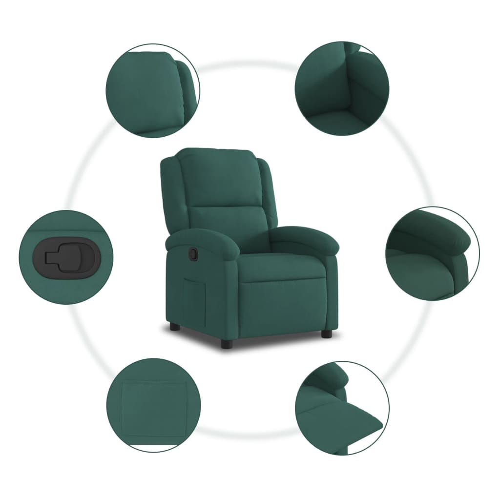 Fauteuil verstelbaar fluweel donkergroen is nu te koop bij PeponiXL, paradijselijk wonen!