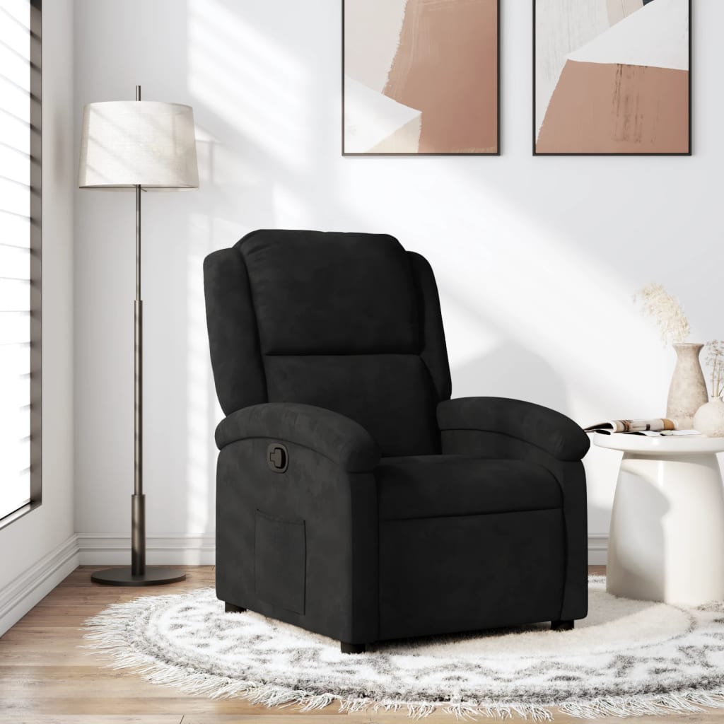 Fauteuil verstelbaar fluweel zwart is nu te koop bij PeponiXL, paradijselijk wonen!