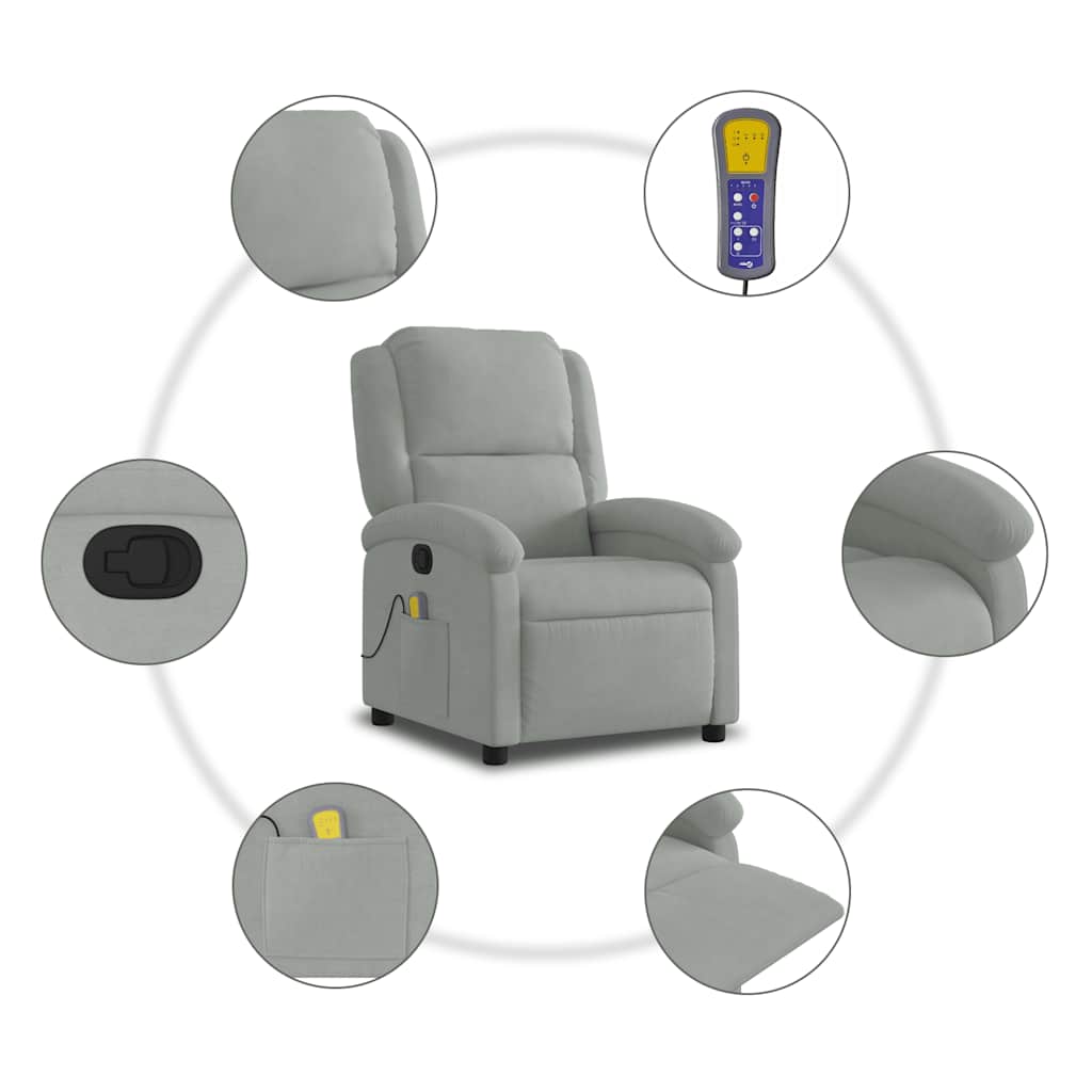Massagestoel verstelbaar fluweel lichtgrijs is nu te koop bij PeponiXL, paradijselijk wonen!