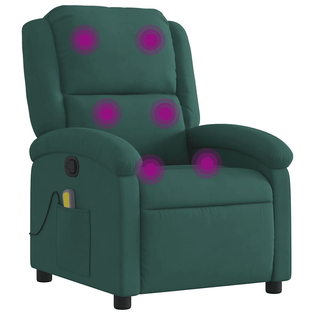 Massagestoel verstelbaar fluweel donkergroen is nu te koop bij PeponiXL, paradijselijk wonen!