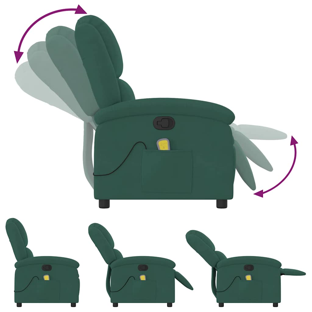 Massagestoel verstelbaar fluweel donkergroen is nu te koop bij PeponiXL, paradijselijk wonen!