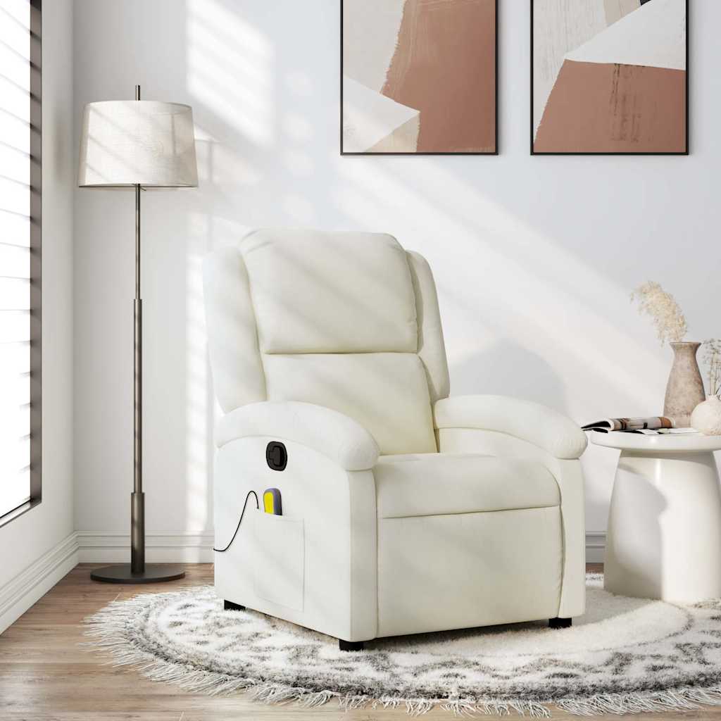 Massagestoel verstelbaar fluweel crèmekleurig is nu te koop bij PeponiXL, paradijselijk wonen!