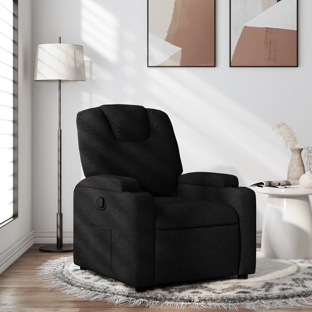 Fauteuil verstelbaar stof zwart is nu te koop bij PeponiXL, paradijselijk wonen!