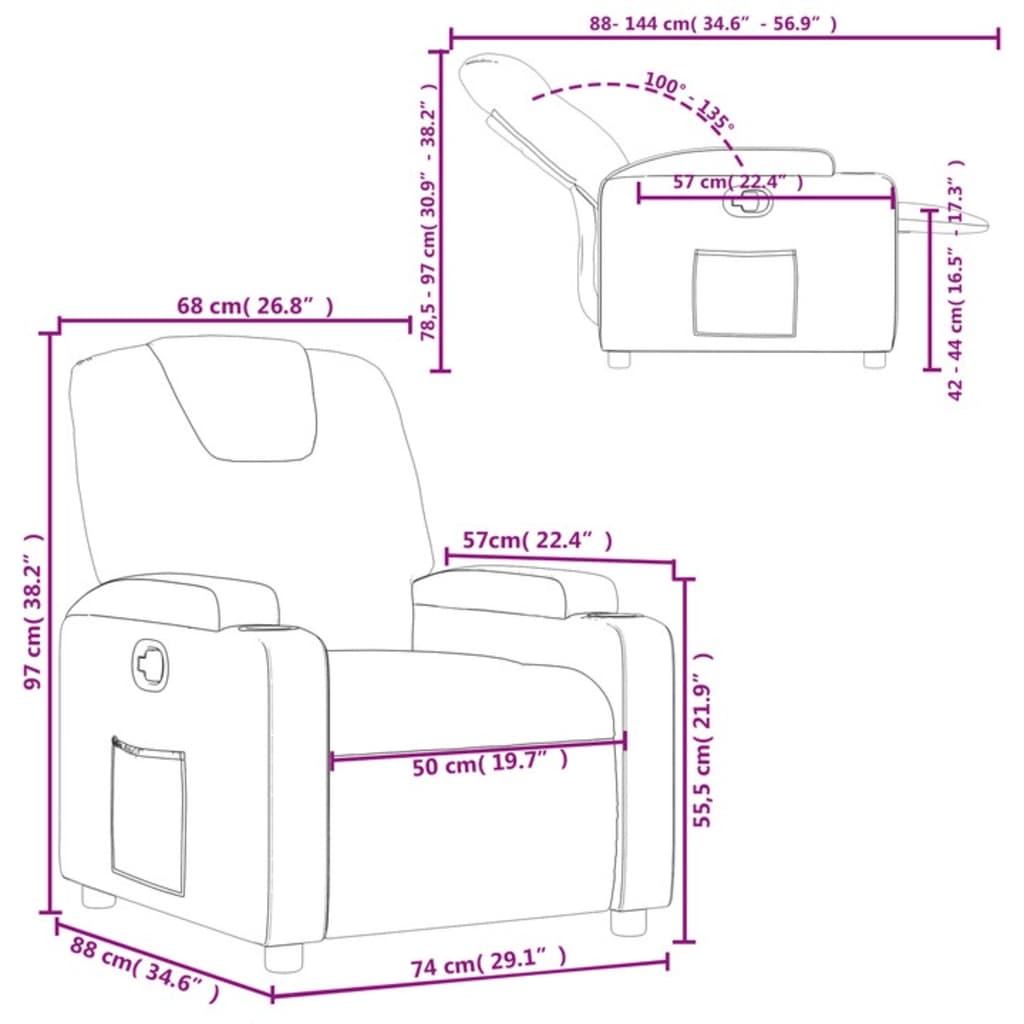 Fauteuil verstelbaar stof donkerbruin is nu te koop bij PeponiXL, paradijselijk wonen!