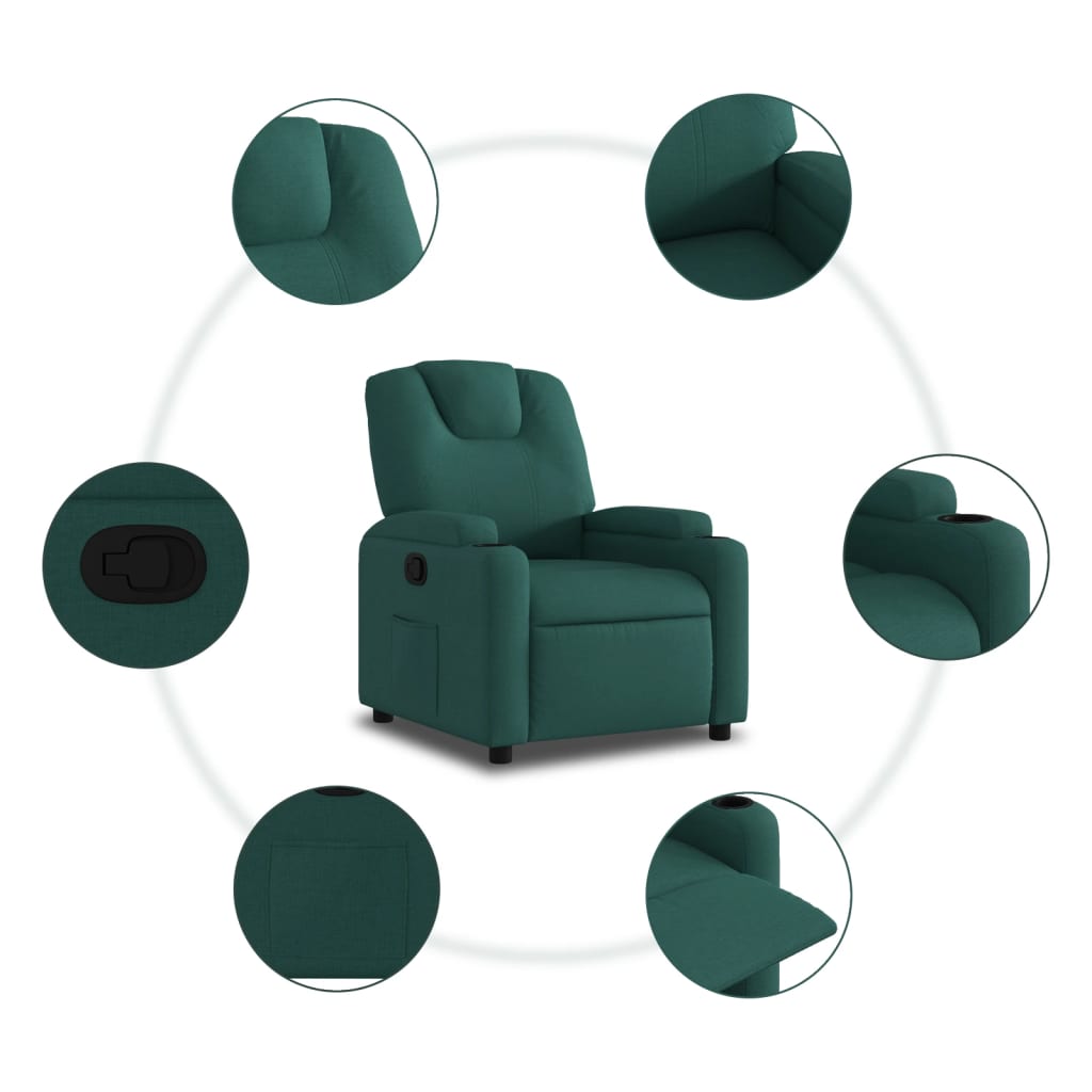 Fauteuil verstelbaar stof donkergroen is nu te koop bij PeponiXL, paradijselijk wonen!