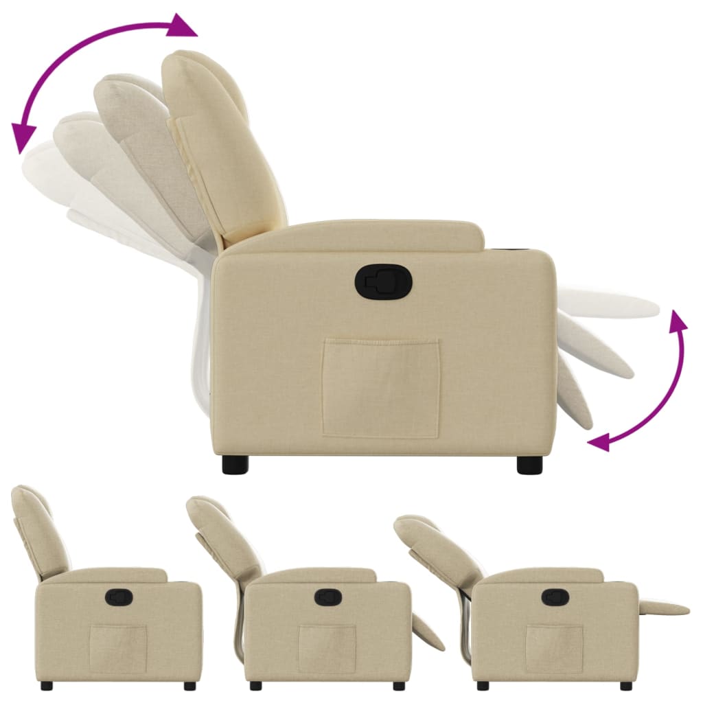 Fauteuil verstelbaar stof crèmekleurig is nu te koop bij PeponiXL, paradijselijk wonen!