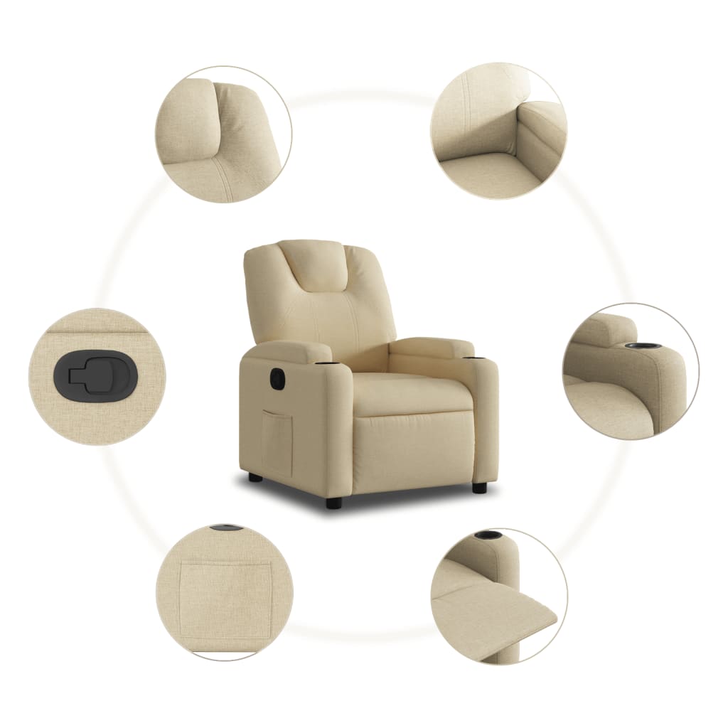 Fauteuil verstelbaar stof crèmekleurig is nu te koop bij PeponiXL, paradijselijk wonen!