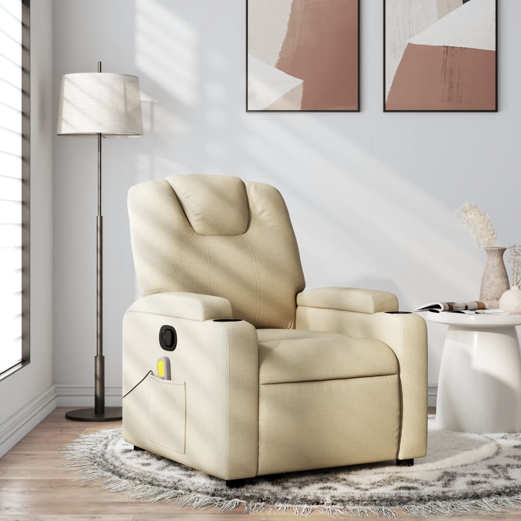 Massagestoel verstelbaar stof crèmekleurig is nu te koop bij PeponiXL, paradijselijk wonen!