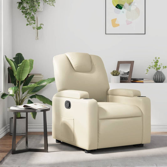 Fauteuil verstelbaar kunstleer crèmekleurig is nu te koop bij PeponiXL, paradijselijk wonen!
