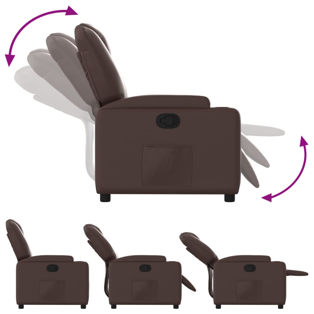 Fauteuil verstelbaar kunstleer bruin is nu te koop bij PeponiXL, paradijselijk wonen!