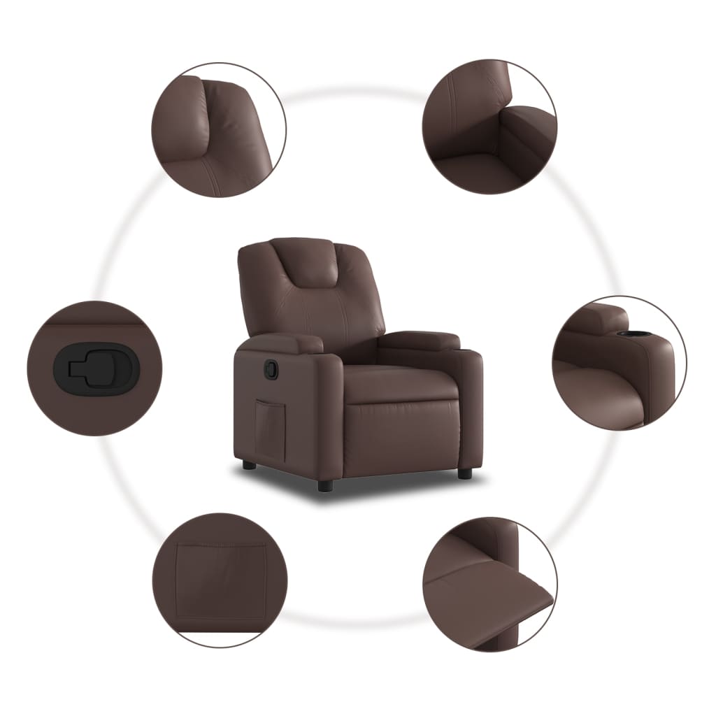 Fauteuil verstelbaar kunstleer bruin is nu te koop bij PeponiXL, paradijselijk wonen!