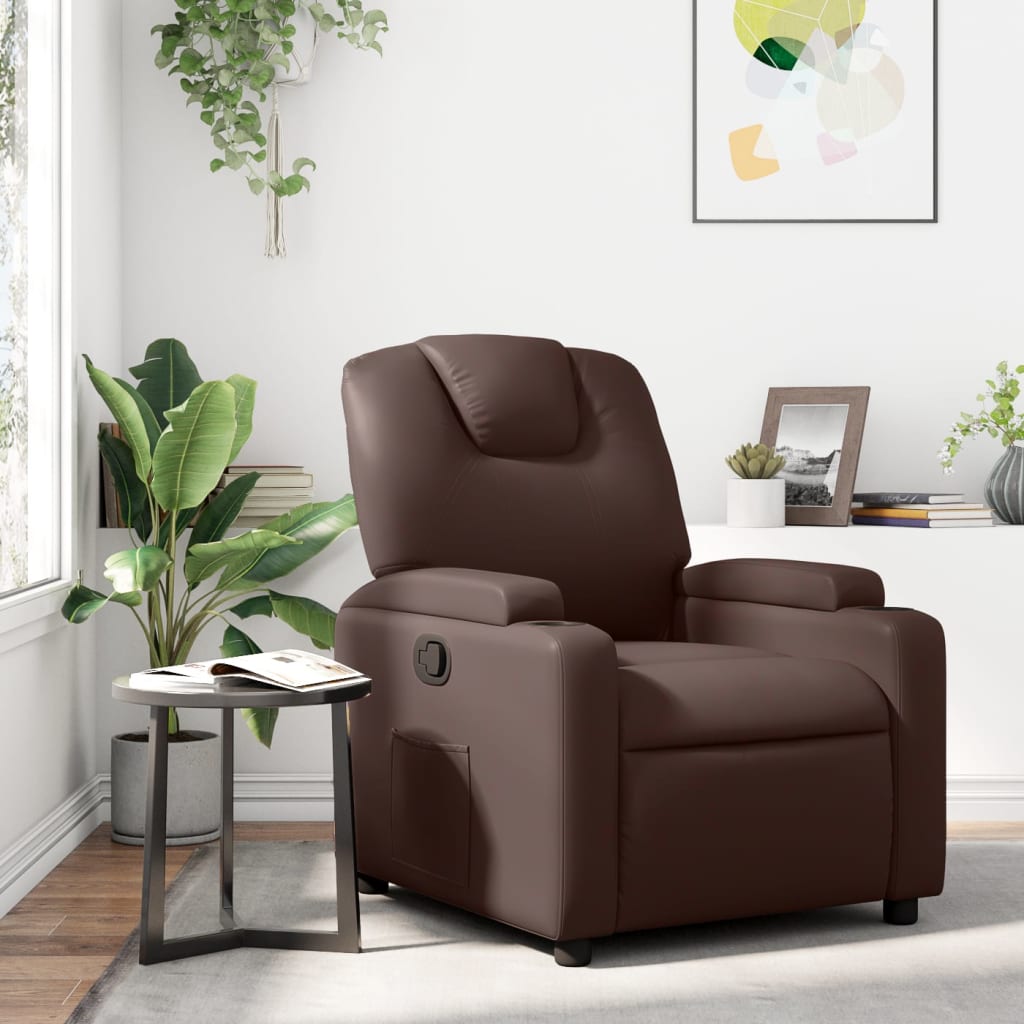 Fauteuil verstelbaar kunstleer bruin is nu te koop bij PeponiXL, paradijselijk wonen!