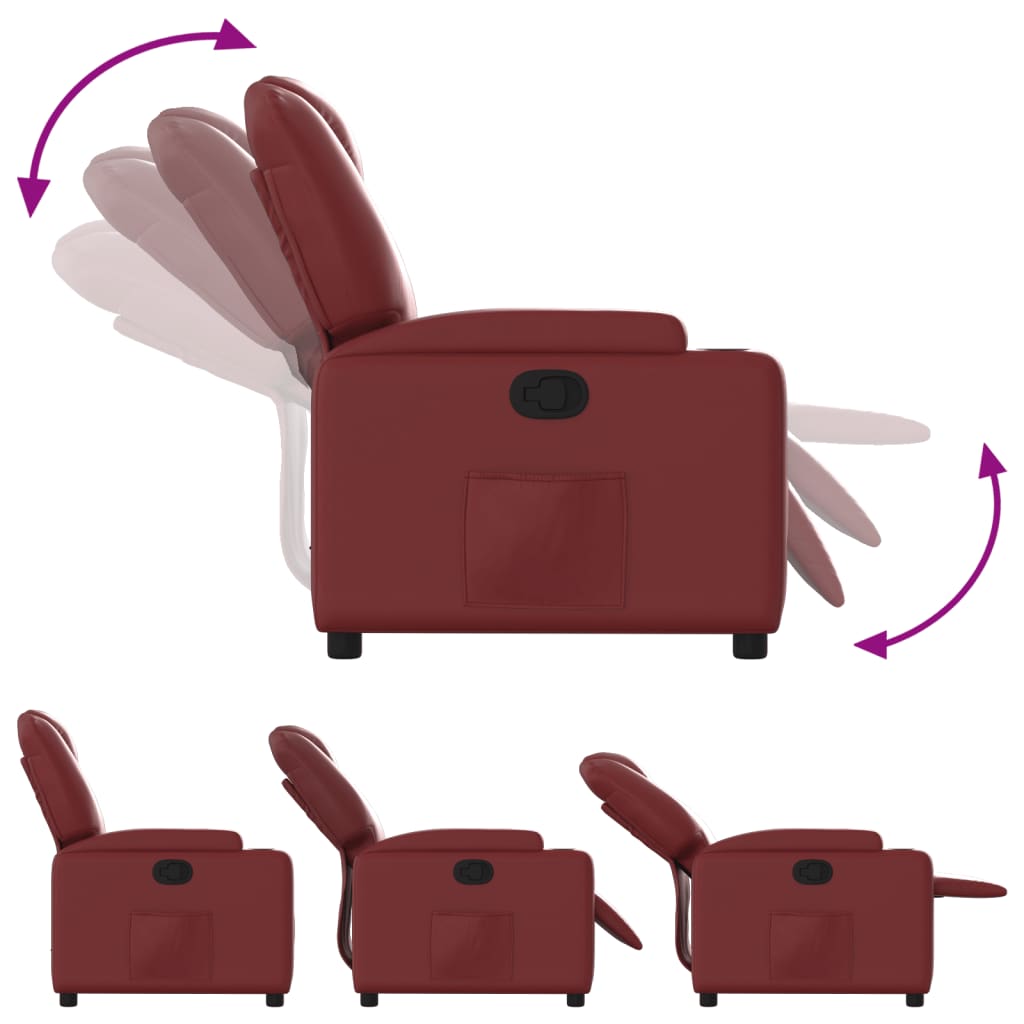 Fauteuil verstelbaar kunstleer wijnrood is nu te koop bij PeponiXL, paradijselijk wonen!