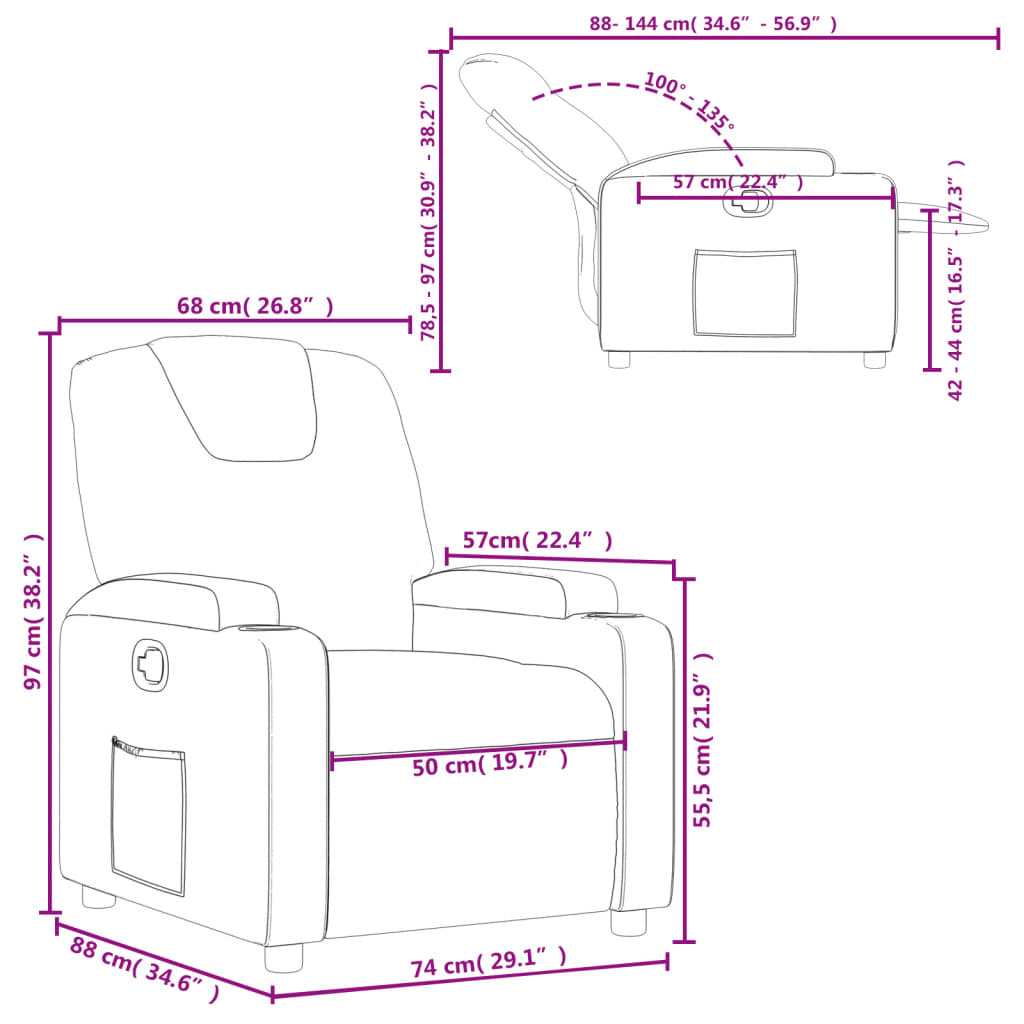 Fauteuil verstelbaar kunstleer wijnrood is nu te koop bij PeponiXL, paradijselijk wonen!