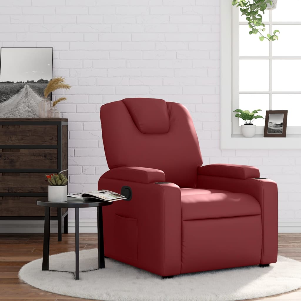 Fauteuil verstelbaar kunstleer wijnrood is nu te koop bij PeponiXL, paradijselijk wonen!