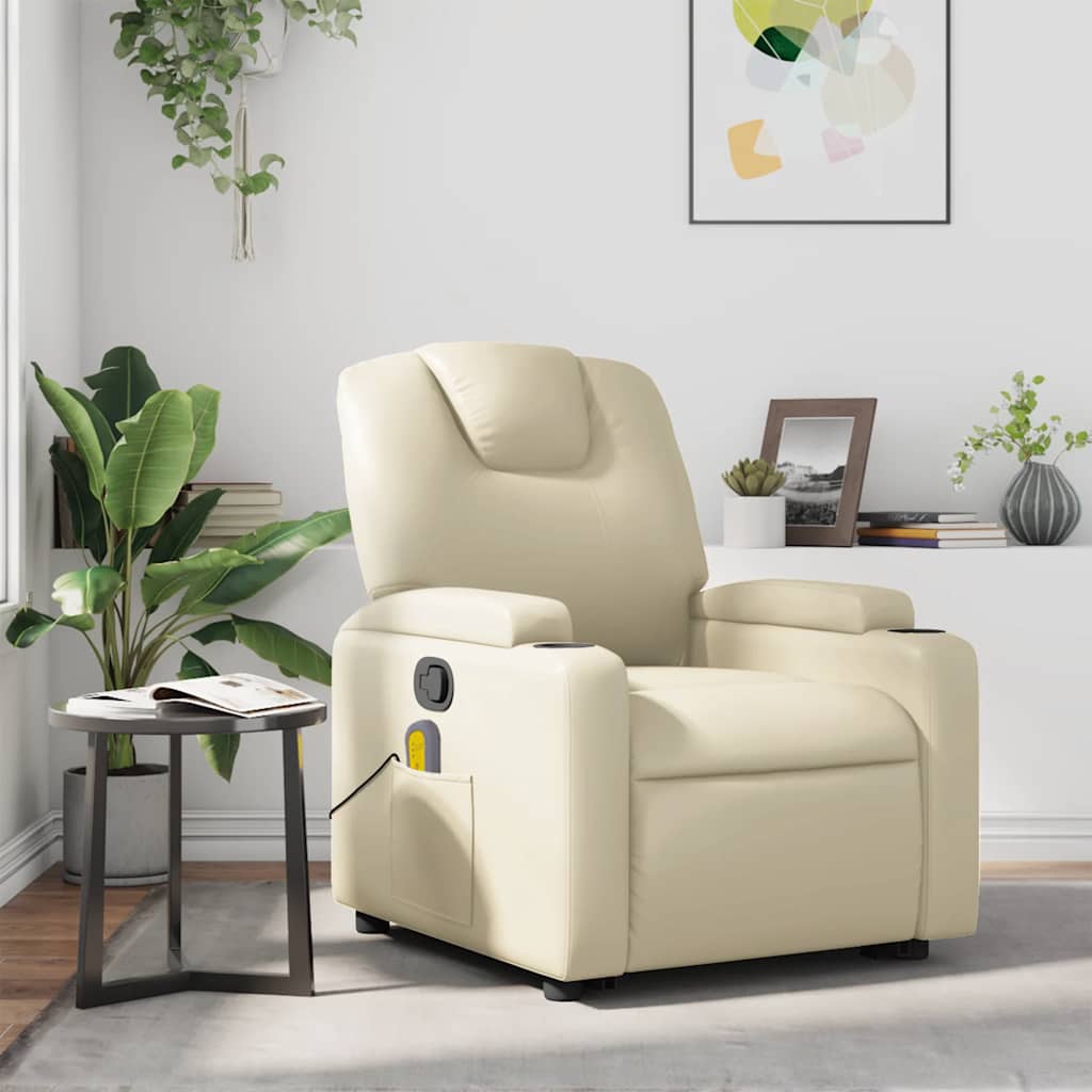 Massagestoel verstelbaar kunstleer crème is nu te koop bij PeponiXL, paradijselijk wonen!