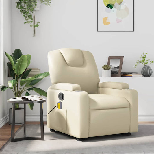 Massagestoel verstelbaar kunstleer crème is nu te koop bij PeponiXL, paradijselijk wonen!