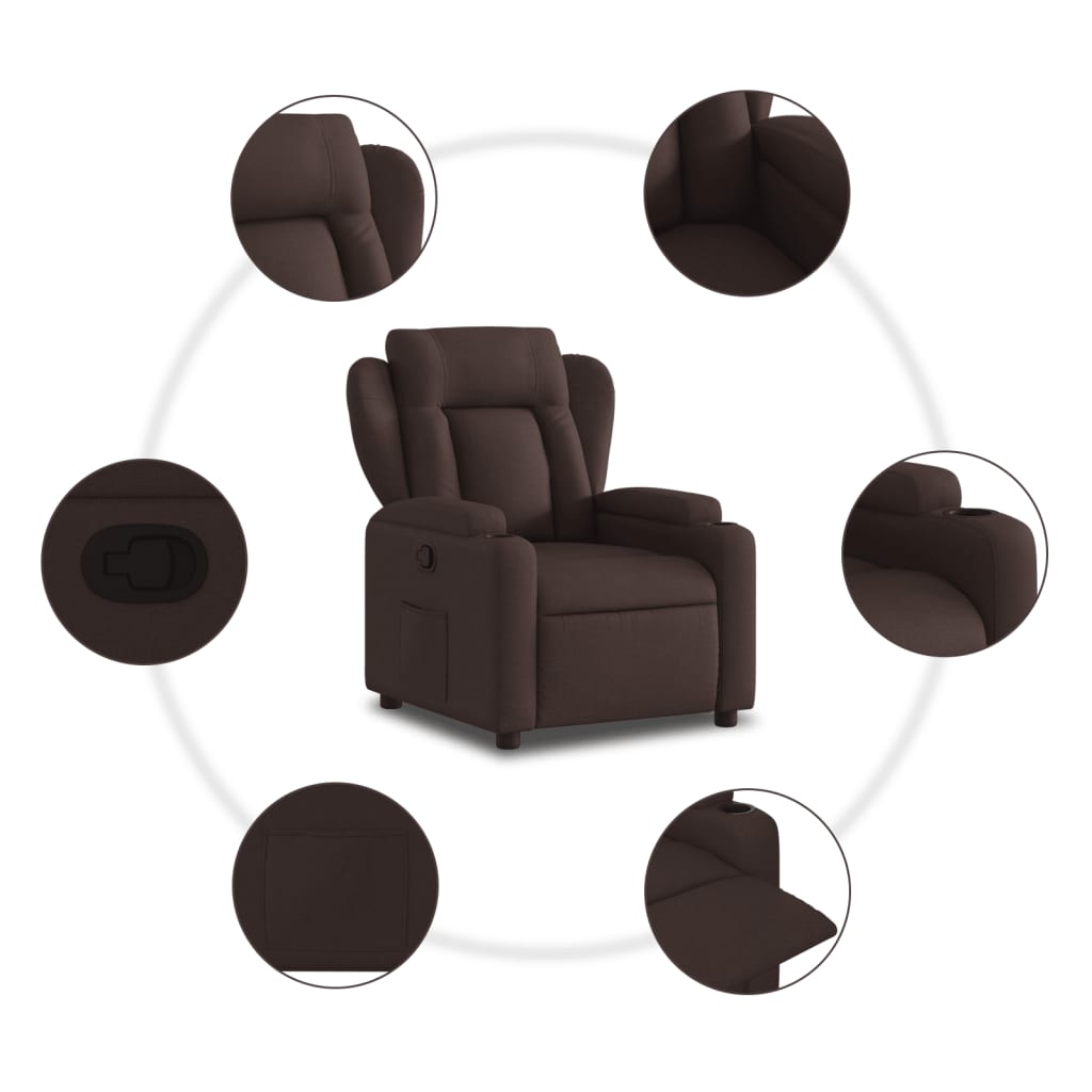 Fauteuil verstelbaar stof donkerbruin is nu te koop bij PeponiXL, paradijselijk wonen!