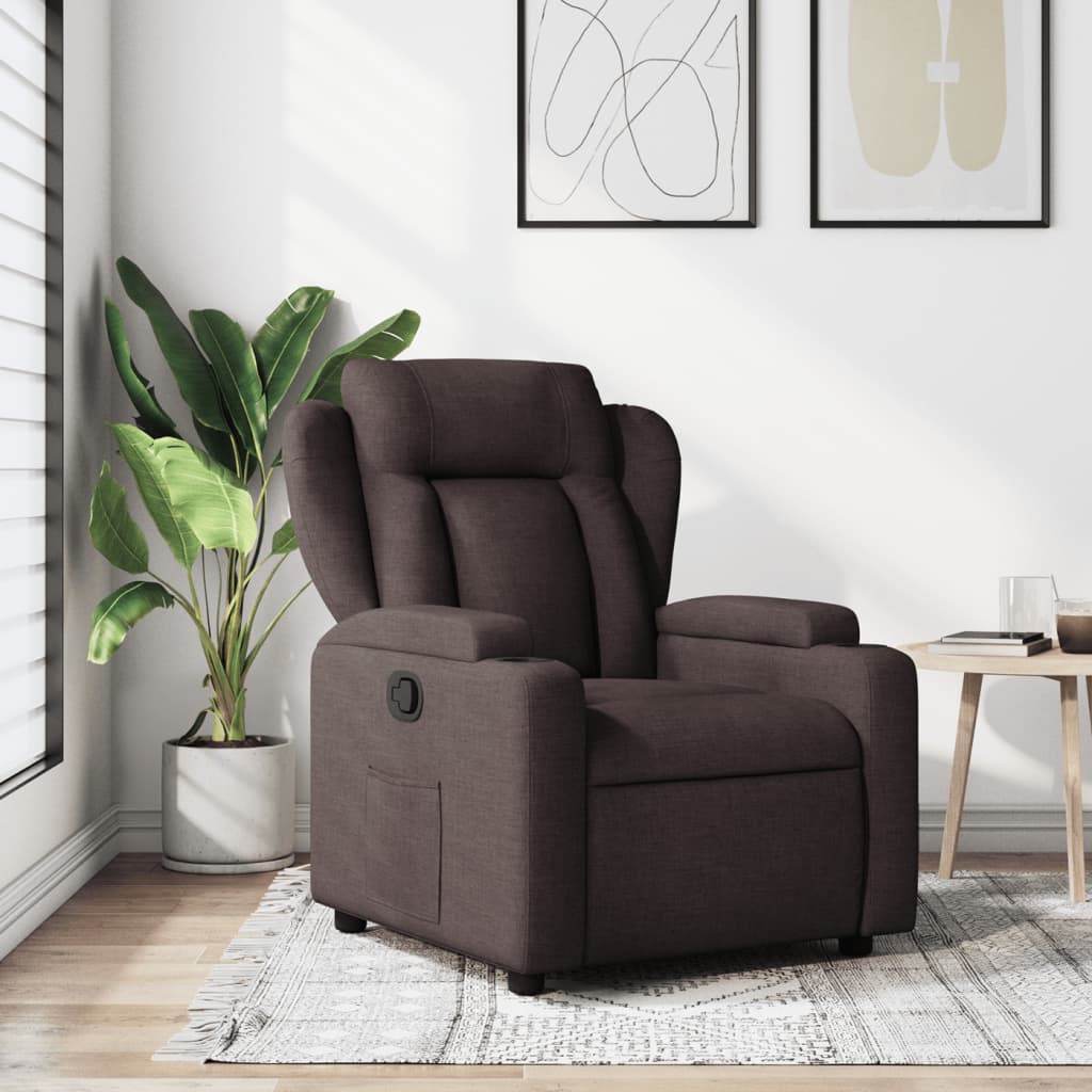 Fauteuil verstelbaar stof donkerbruin is nu te koop bij PeponiXL, paradijselijk wonen!