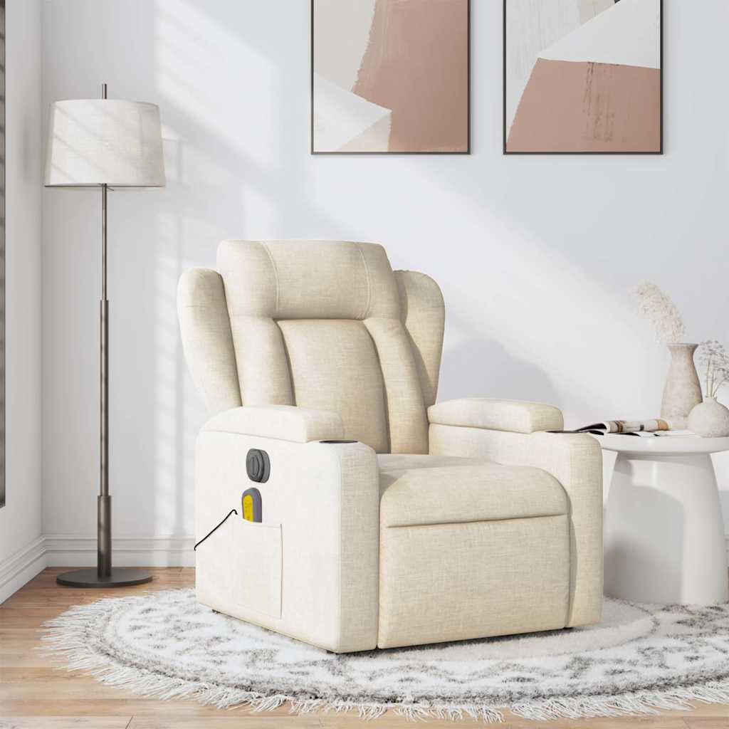 Massagestoel verstelbaar stof crèmekleurig is nu te koop bij PeponiXL, paradijselijk wonen!