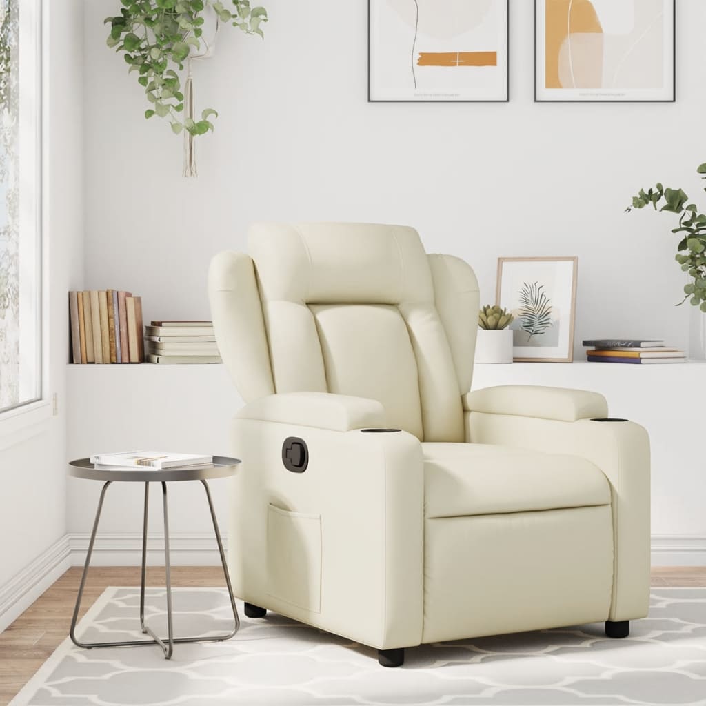 Fauteuil verstelbaar kunstleer crèmekleurig is nu te koop bij PeponiXL, paradijselijk wonen!