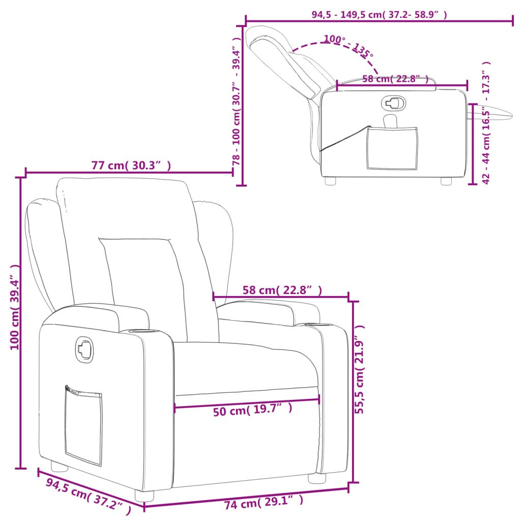 Fauteuil verstelbaar kunstleer wijnrood is nu te koop bij PeponiXL, paradijselijk wonen!