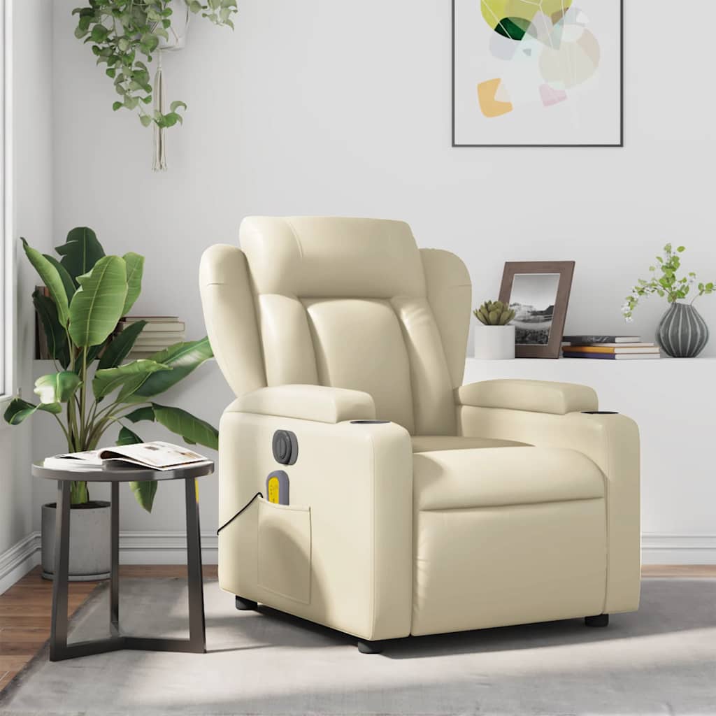 Massagestoel verstelbaar kunstleer crème is nu te koop bij PeponiXL, paradijselijk wonen!