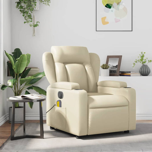 Massagestoel verstelbaar kunstleer crème is nu te koop bij PeponiXL, paradijselijk wonen!