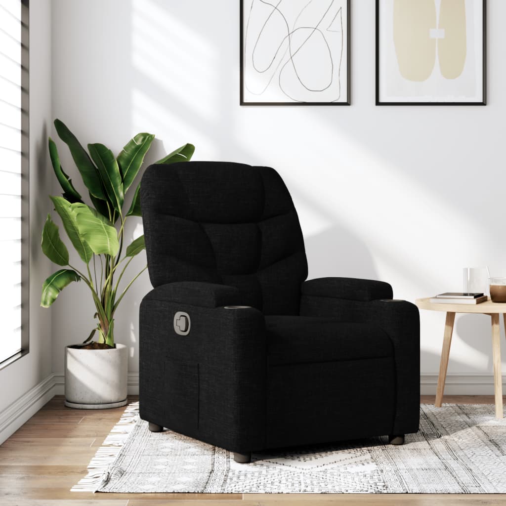 Fauteuil verstelbaar stof zwart is nu te koop bij PeponiXL, paradijselijk wonen!