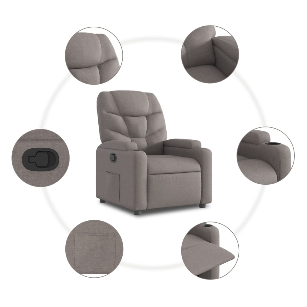 Fauteuil verstelbaar stof taupe is nu te koop bij PeponiXL, paradijselijk wonen!