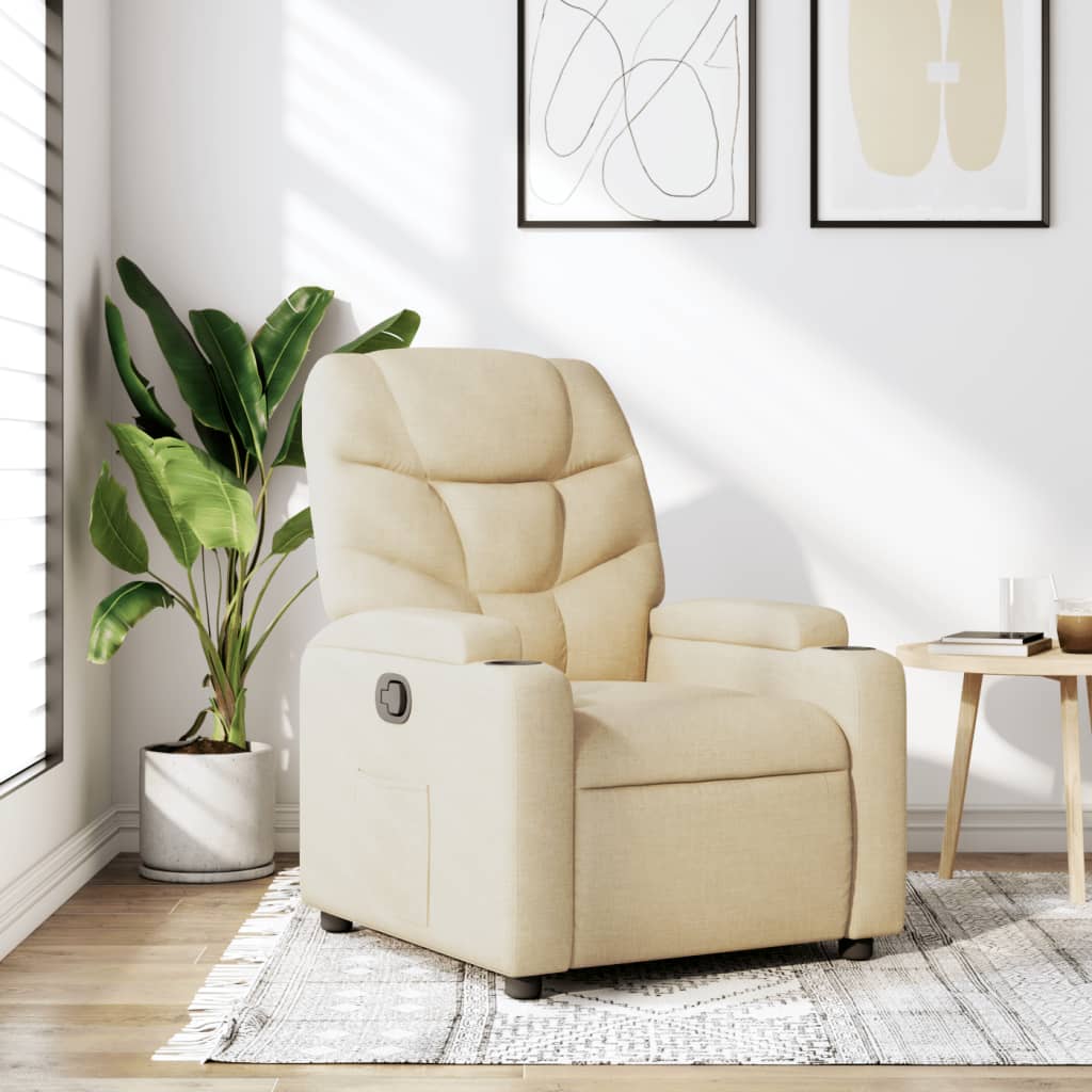 Fauteuil verstelbaar stof crèmekleurig is nu te koop bij PeponiXL, paradijselijk wonen!