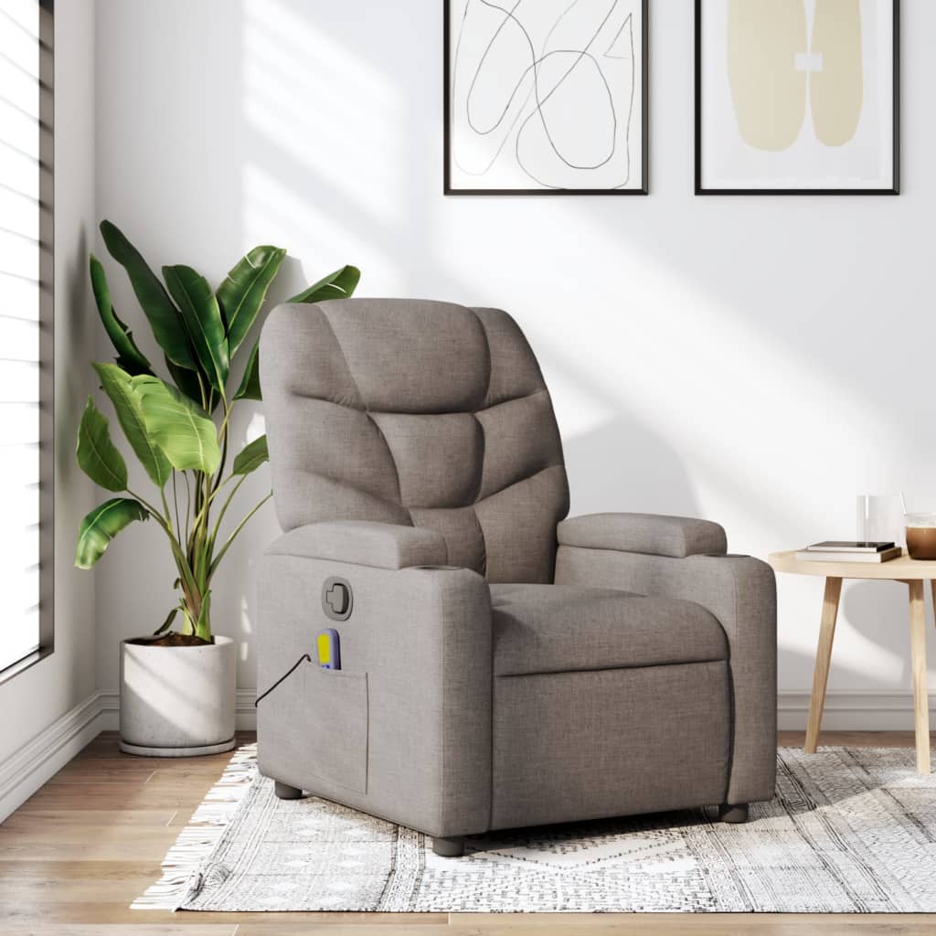 Massagestoel verstelbaar stof taupe is nu te koop bij PeponiXL, paradijselijk wonen!