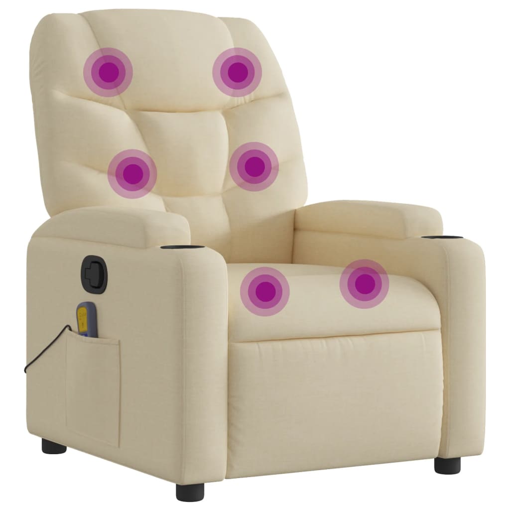 Massagestoel verstelbaar stof crèmekleurig is nu te koop bij PeponiXL, paradijselijk wonen!