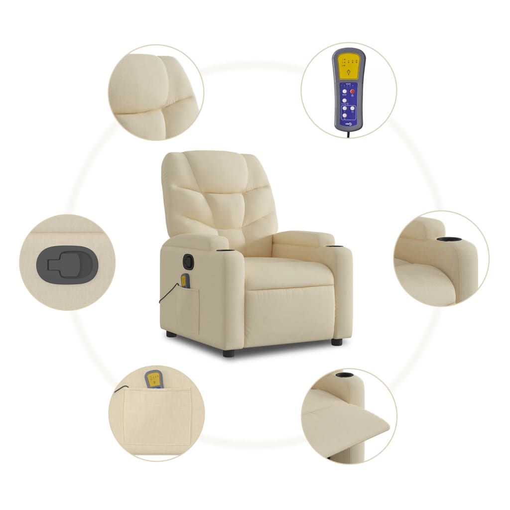 Massagestoel verstelbaar stof crèmekleurig is nu te koop bij PeponiXL, paradijselijk wonen!