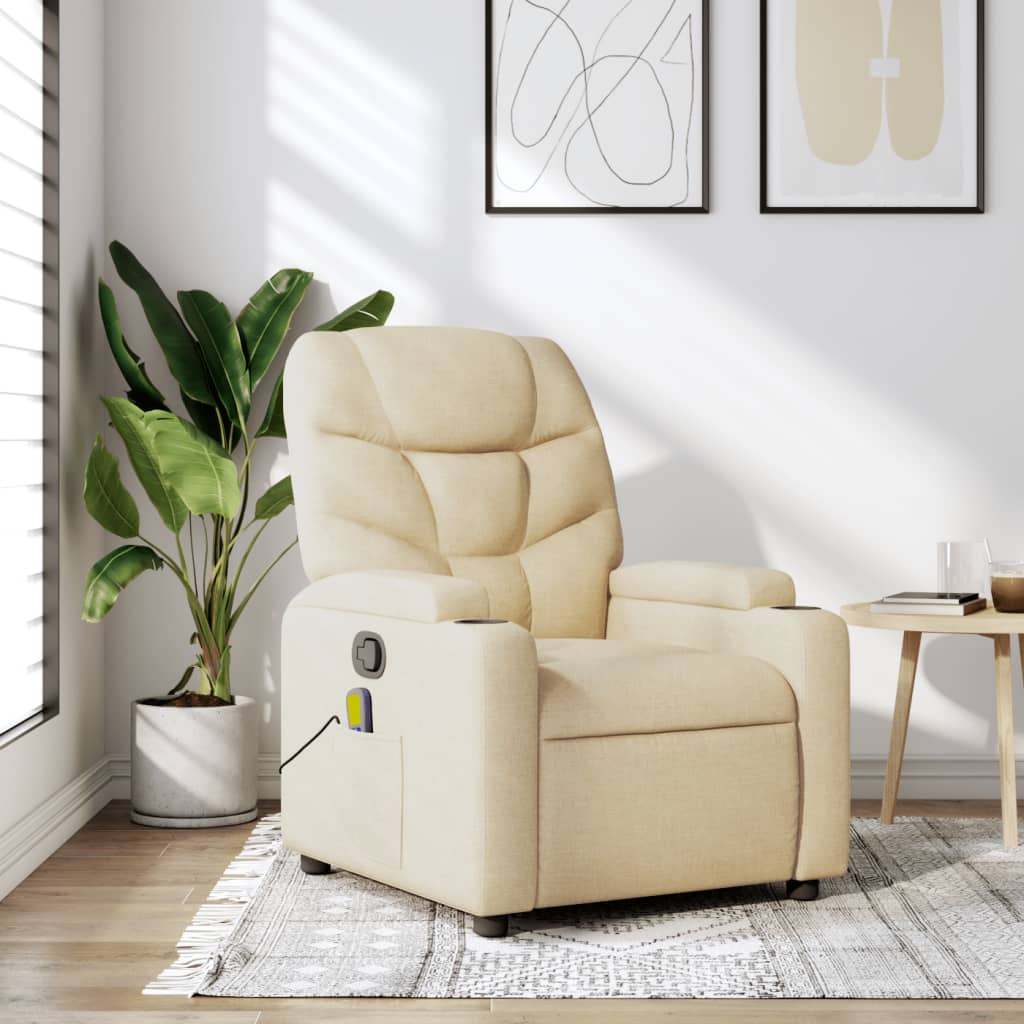 Massagestoel verstelbaar stof crèmekleurig is nu te koop bij PeponiXL, paradijselijk wonen!