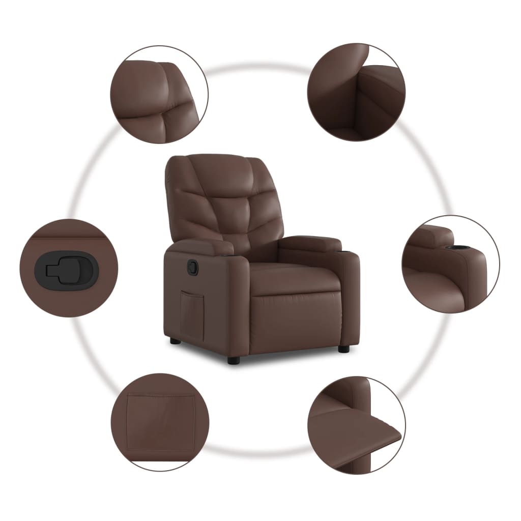 Fauteuil verstelbaar kunstleer bruin is nu te koop bij PeponiXL, paradijselijk wonen!