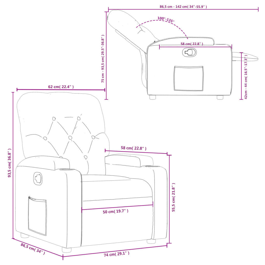 Fauteuil verstelbaar stof donkerbruin is nu te koop bij PeponiXL, paradijselijk wonen!