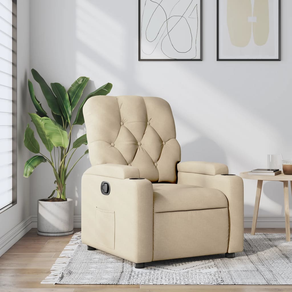 Fauteuil verstelbaar stof crèmekleurig is nu te koop bij PeponiXL, paradijselijk wonen!