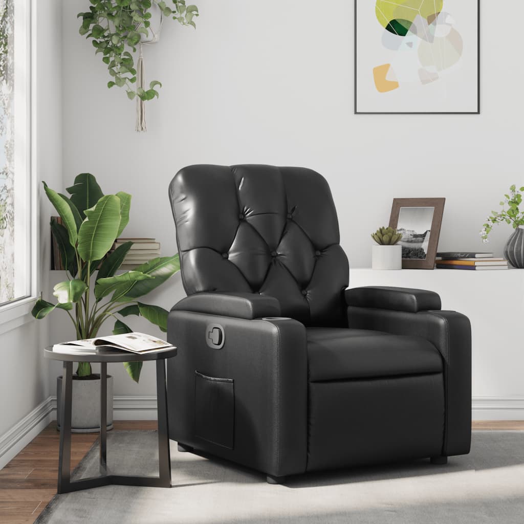 Fauteuil verstelbaar kunstleer zwart is nu te koop bij PeponiXL, paradijselijk wonen!