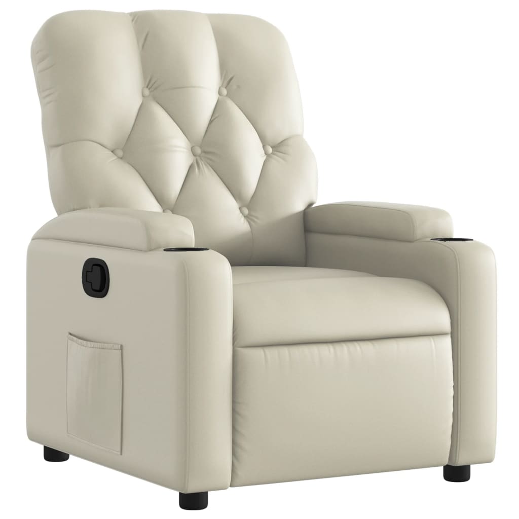 Fauteuil verstelbaar kunstleer crèmekleurig is nu te koop bij PeponiXL, paradijselijk wonen!