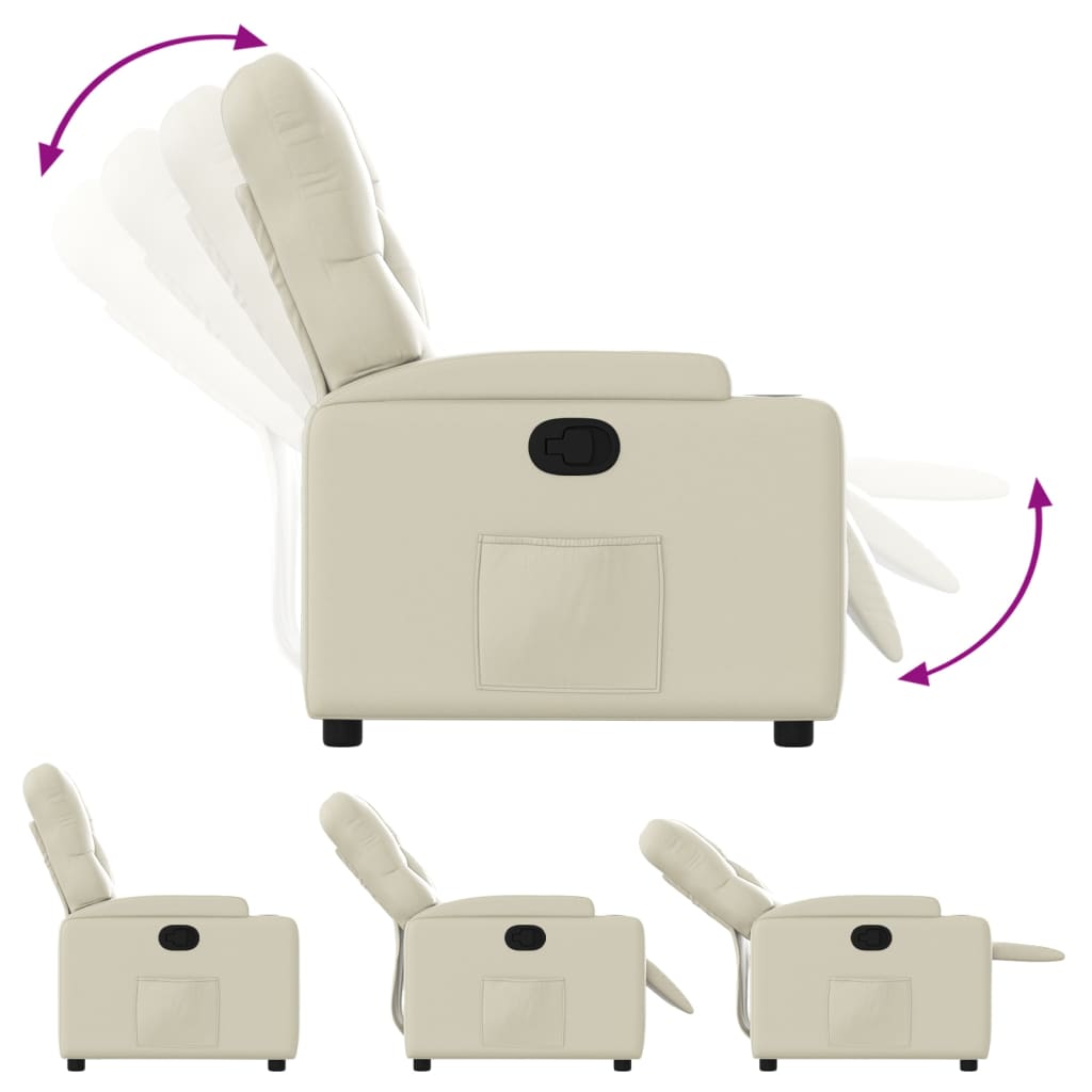Fauteuil verstelbaar kunstleer crèmekleurig is nu te koop bij PeponiXL, paradijselijk wonen!