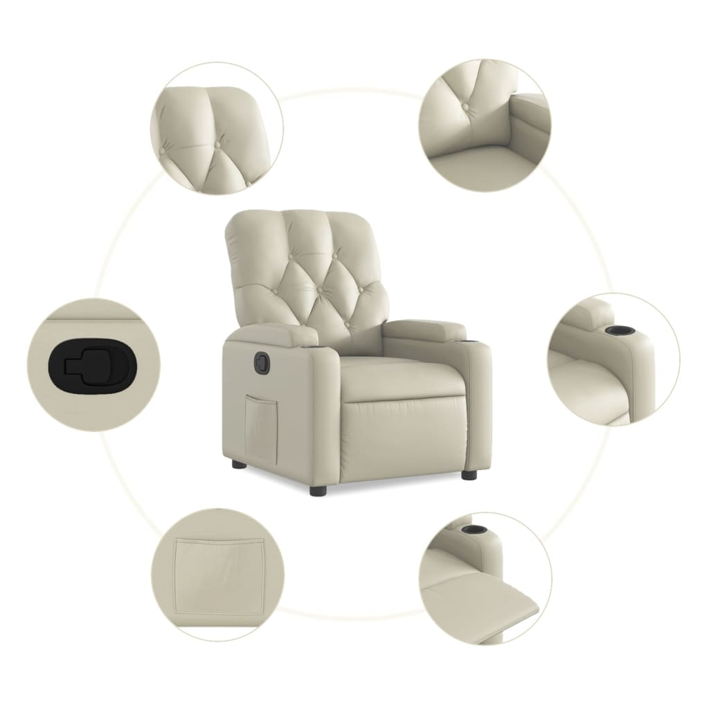 Fauteuil verstelbaar kunstleer crèmekleurig is nu te koop bij PeponiXL, paradijselijk wonen!