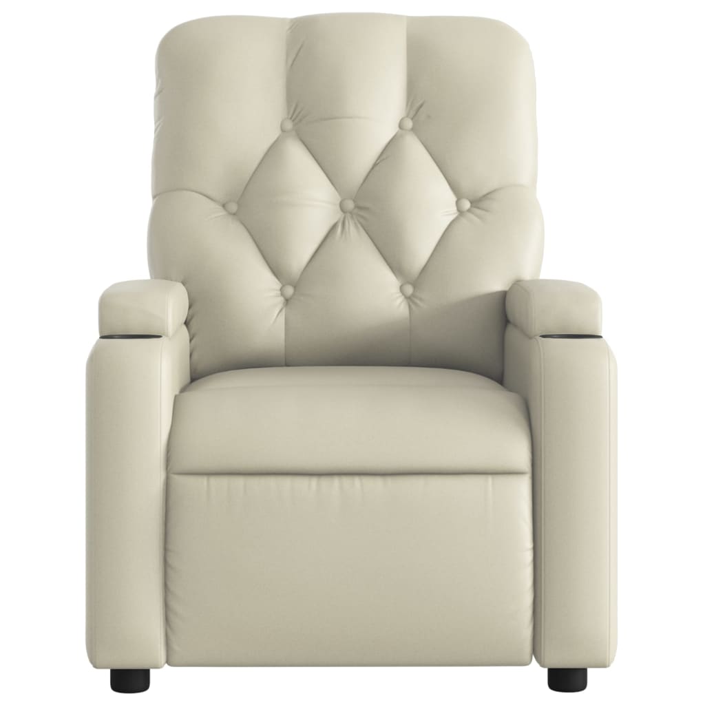 Fauteuil verstelbaar kunstleer crèmekleurig is nu te koop bij PeponiXL, paradijselijk wonen!